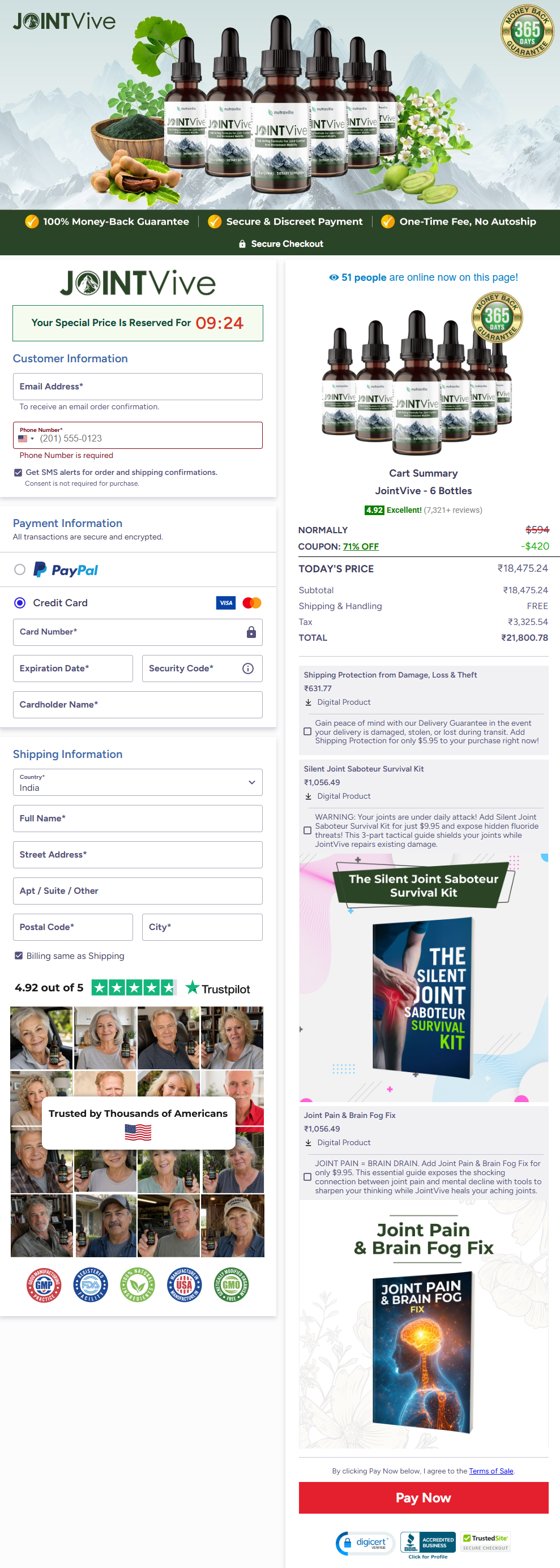 JointVive checkout screenshot